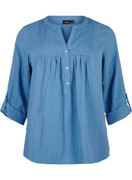 Bomullsbluse med engelsk broderi og 3/4-ermer, Riverside