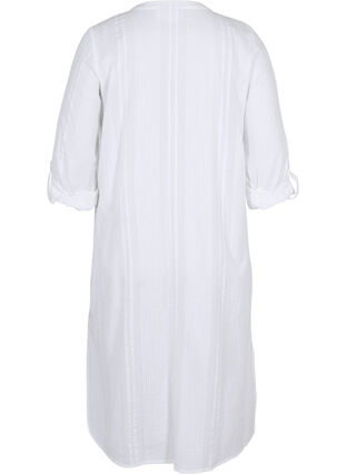 Skjortekjole i bomull med 3/4-ermer, Bright White, Packshot image number 1