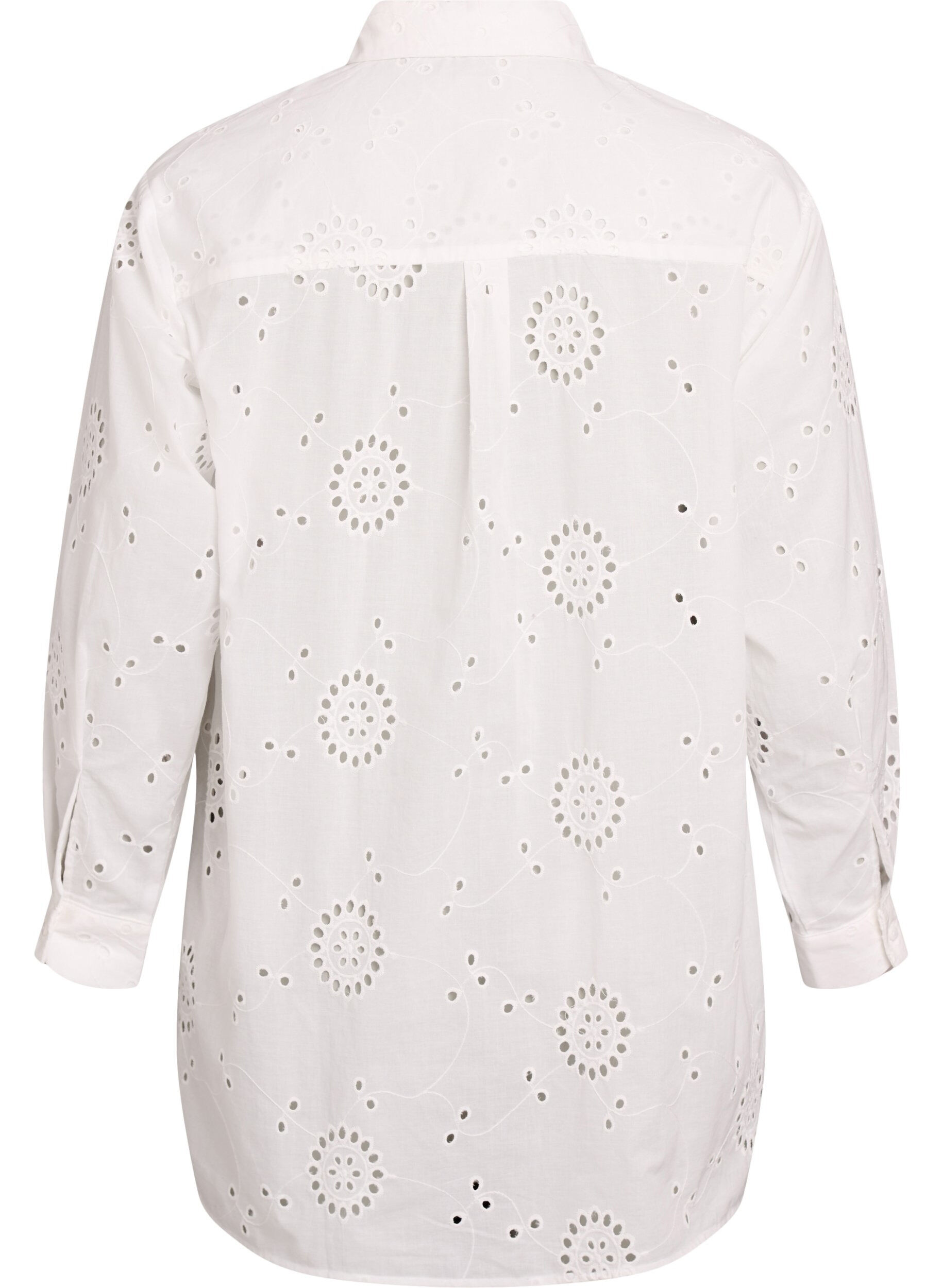 Zizzi Bomullstunika med broderi anglaise, Hvit, Packshot image number 1