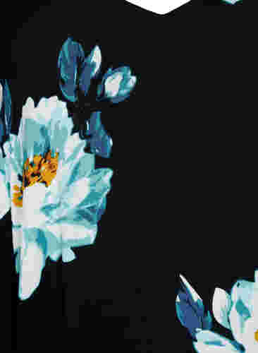 Blomstrete kjole med korte ermer i viskose, Black Big Flower, Packshot image number 2
