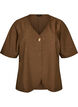 Bluse med glitter og V-hals, Brun, Packshot image number 0