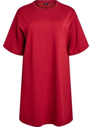 Zizzi T-skjortekjole i jersey med splitt i sidene, Rød, Packshot image number 0