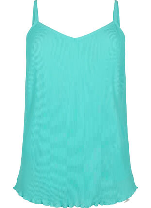 Ermeløs topp i plissé, Turquoise, Packshot image number 0