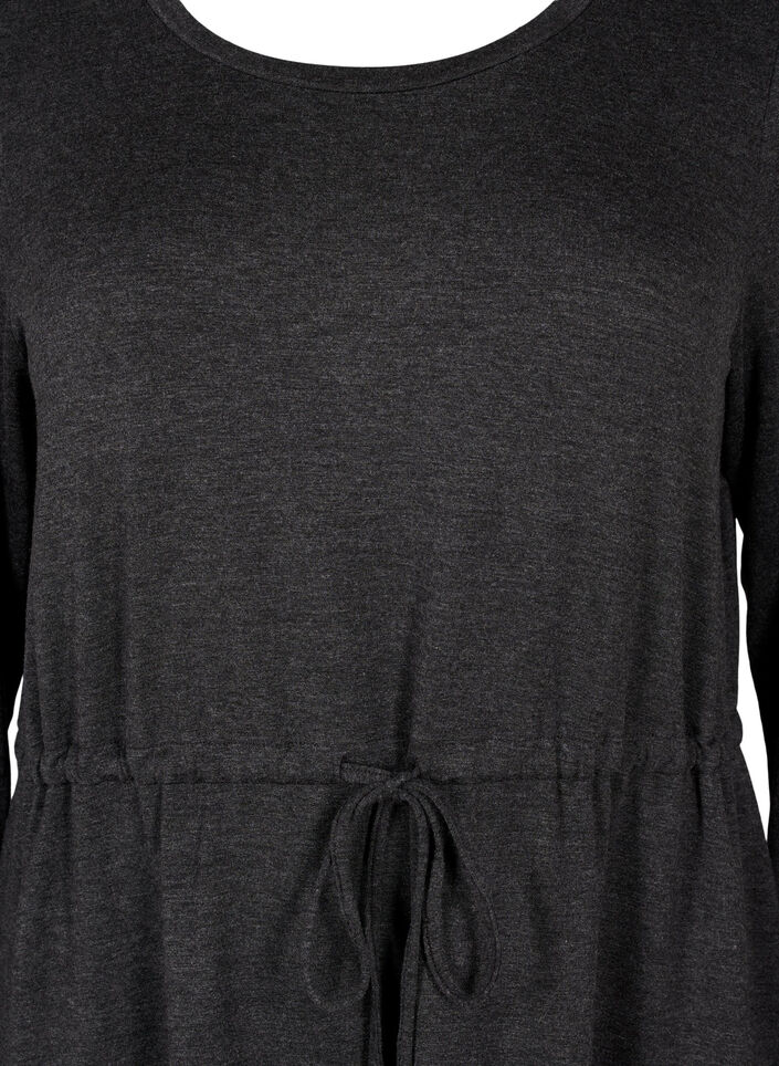 Knelang jerseykjole med bindebånd, Dark Grey Melange, Packshot image number 2