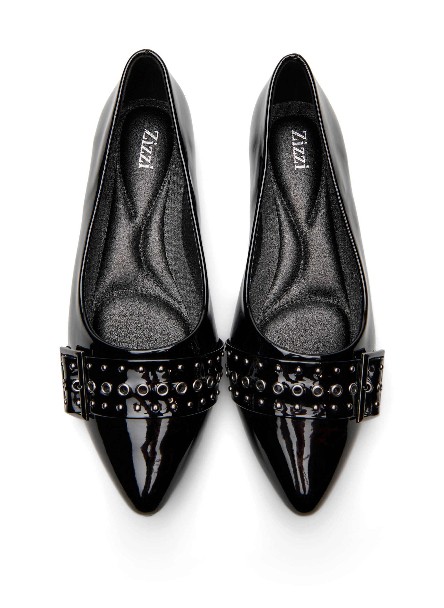 Zizzi Wide fit - Ballerina med stropp og studs, Svart, Packshot image number 2