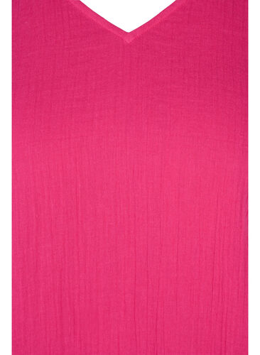 Kortermet bomullsbluse med blonder, Beetroot, Packshot image number 2