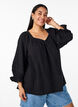 Bluse i bomullsmusselin med 3/4 ermer, Black, Model image number 0