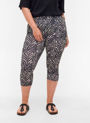 3/4-leggings med mønster, Black Zebra AOP, Model image number 2