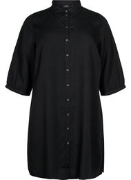 Lang skjorte med 3/4-ermer i lyocell (TENCEL™), Black
