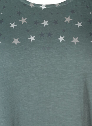 Kortermet T-skjorte i bomull med stjerner, Balsam Green STARS, Packshot image number 2