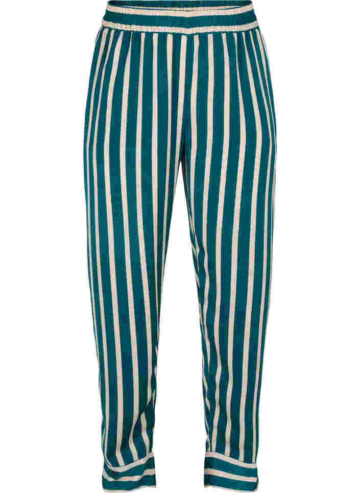 Stripete bukser med løs passform, Green Stripe, Packshot image number 0
