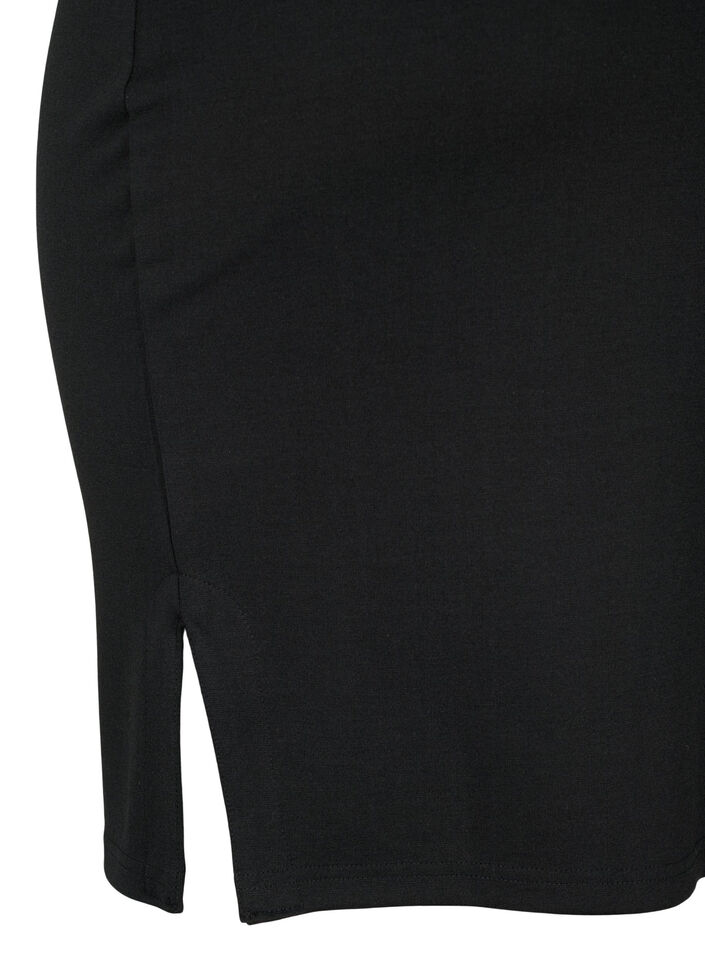 Tettsittende skjørt i viskose med splitt, Black, Packshot image number 3