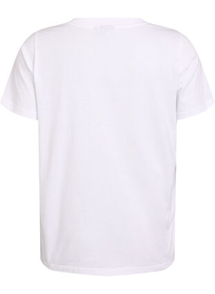 Zizzi Enkel T-skjorte i bomull med V-hals, Hvit, Packshot image number 1