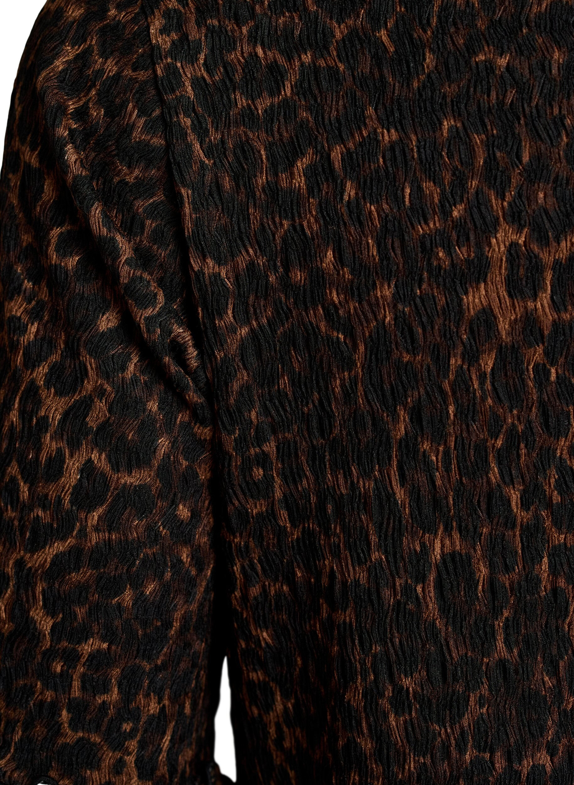 Zizzi Teksturert midikjole med korte ermer, Brun, Packshot image number 3