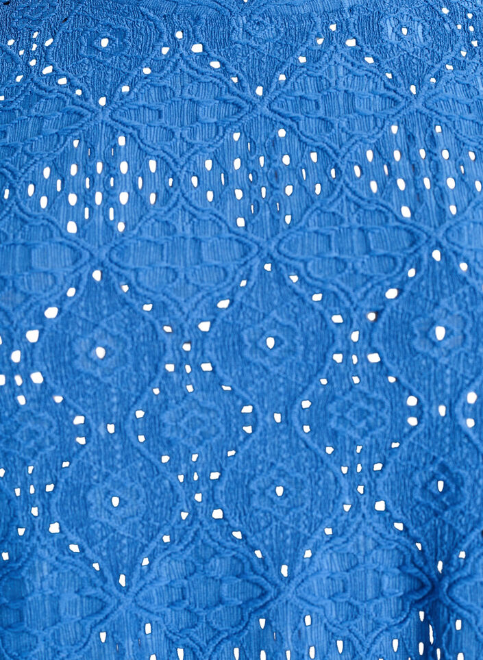 Langermet bluse med hullbroderi, Blå, Packshot image number 2