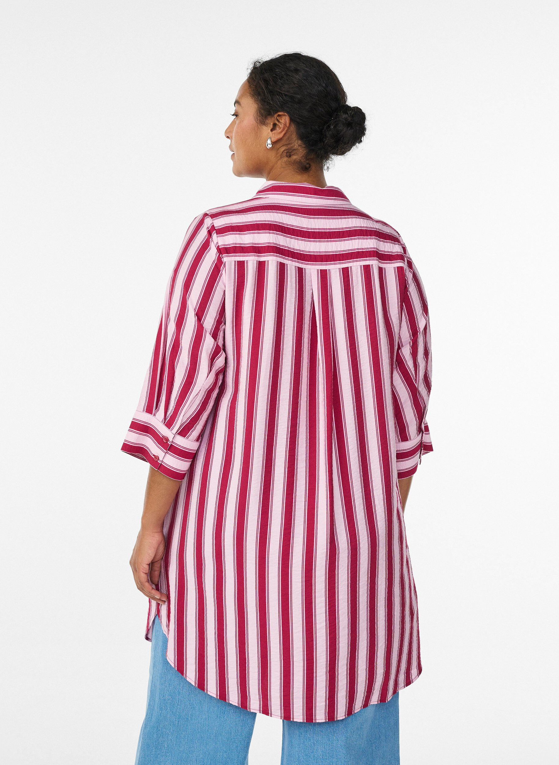ZizziKort kjole med krage og brystlomme, Rosa, Model image number 2