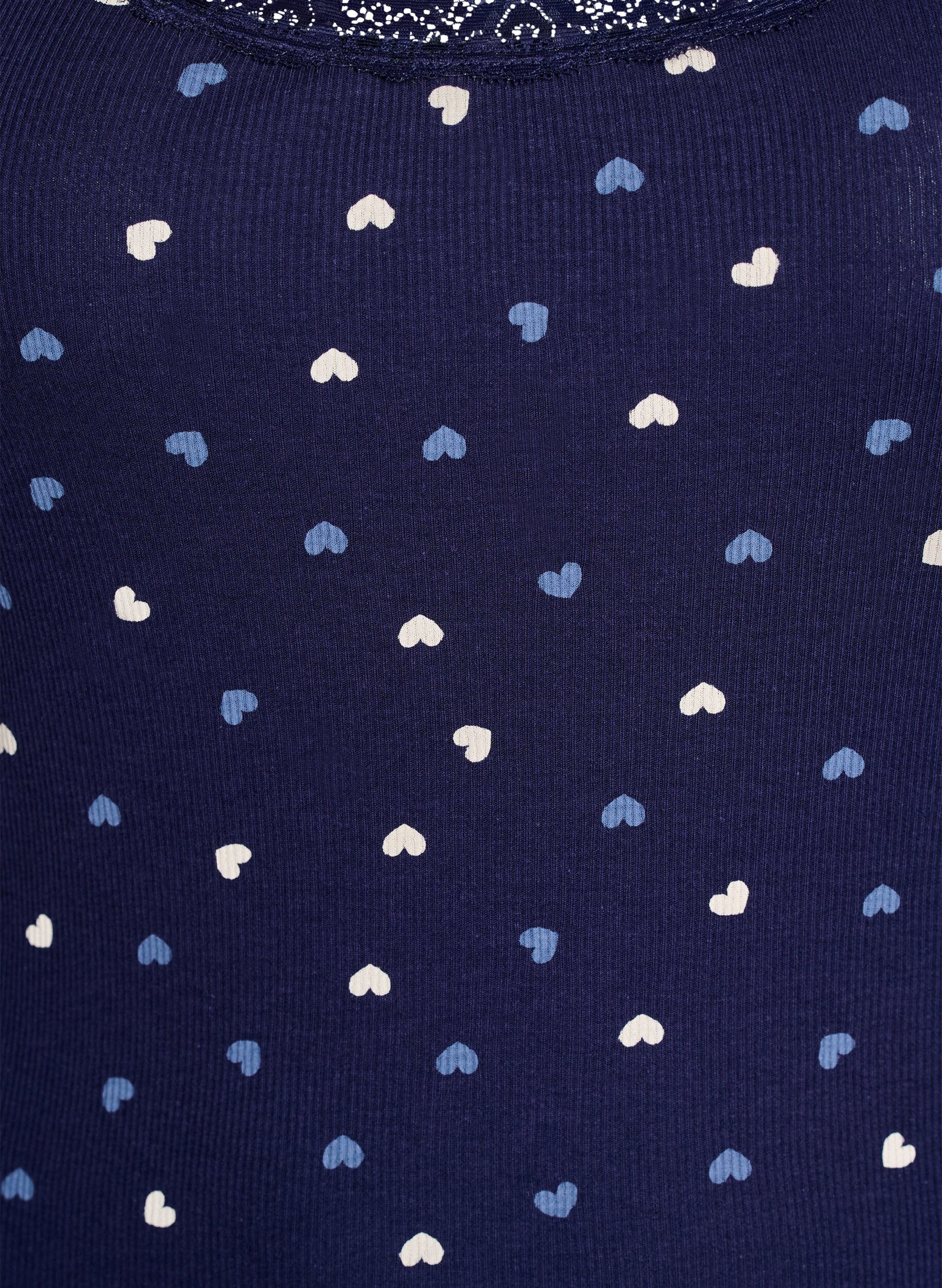 Zizzi Topp med trykk og blondekant, Bl&aring;, Packshot image number 2