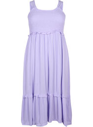 Midikjole i viskose med smock, Lavender