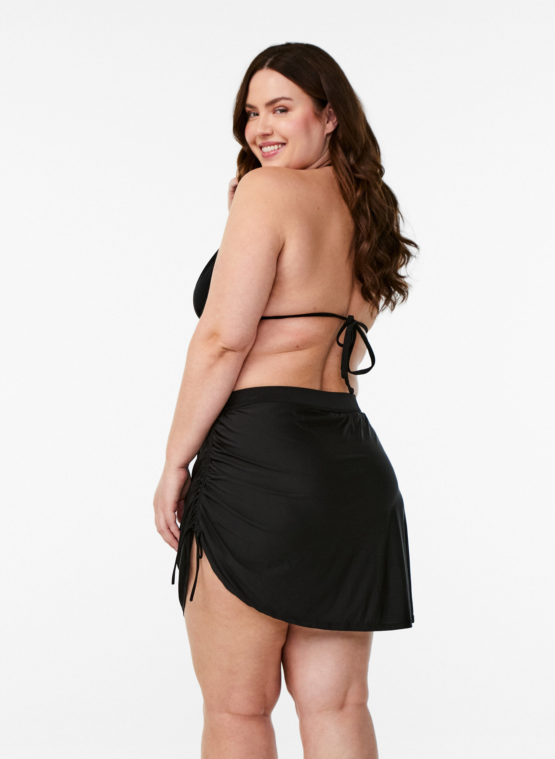 Zizzi Bikiniskj&oslash;rt med fastsydd truse, Svart, Model image number 2