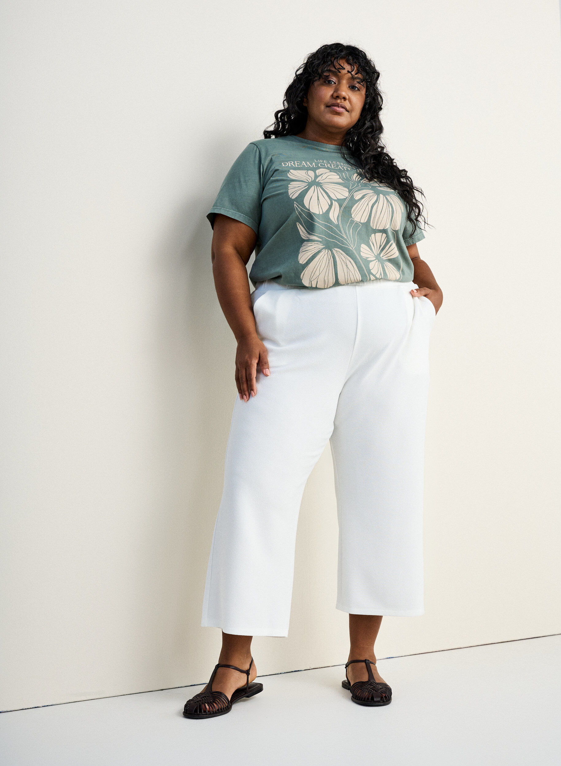 Loose fit bukser med 7/8 lengde