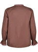 Bluse med broderi og volangdetaljer, Brun, Packshot image number 1