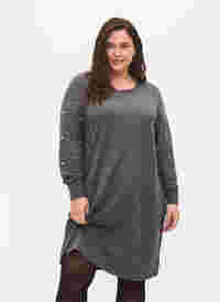Langermet kjole med perledetaljer, Dark Grey Melange, Model