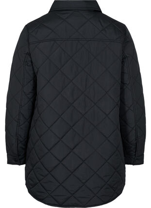 Kort quiltet jakke med krage, Black, Packshot image number 1