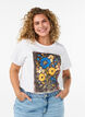 Bomulls T-skjorte med trykk foran, Hvit, Model image number 0