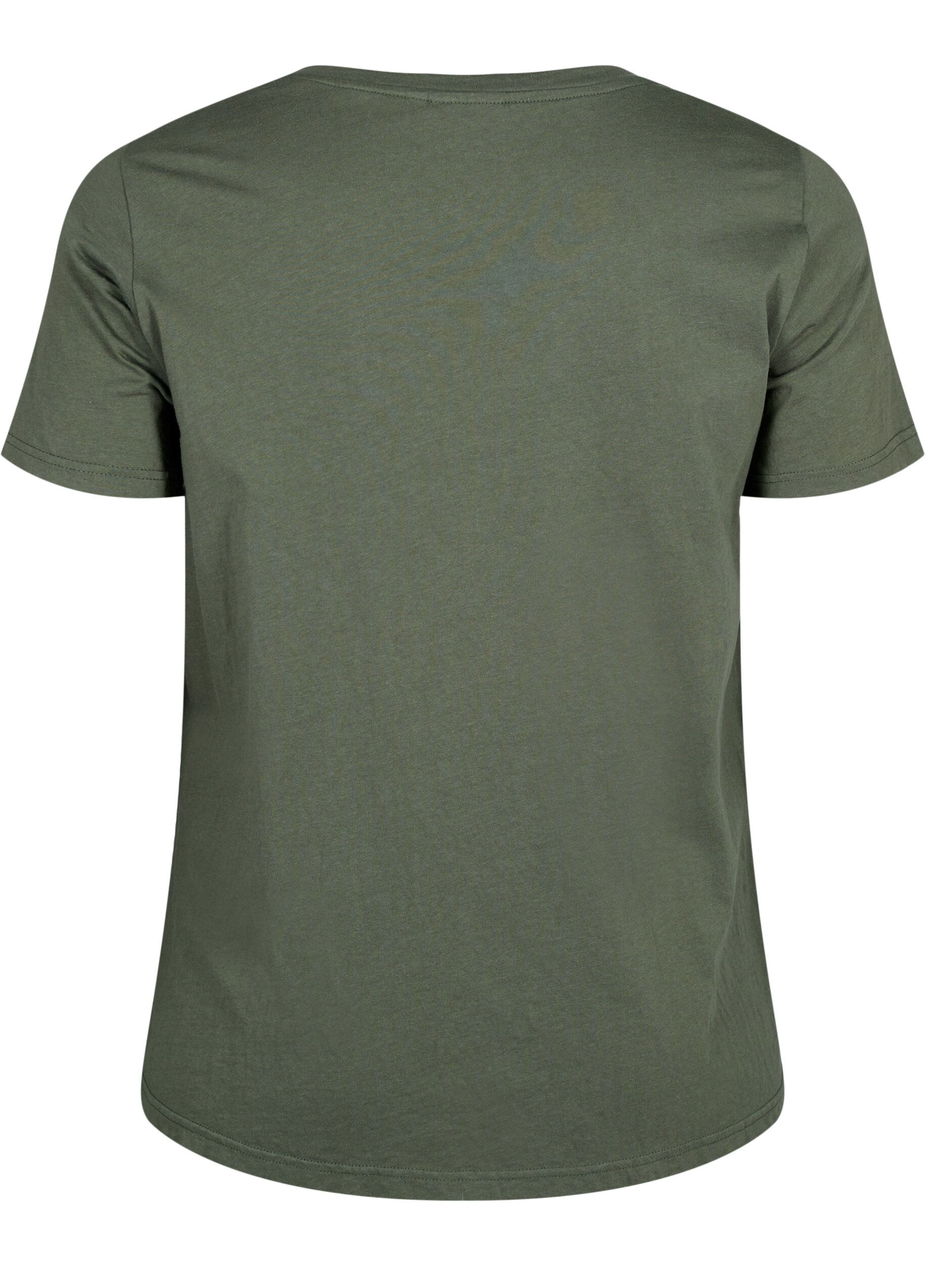 Zizzi T-skjorte i bomull med rhinestone-motiv, Thyme w. Rhinestones, Packshot image number 1