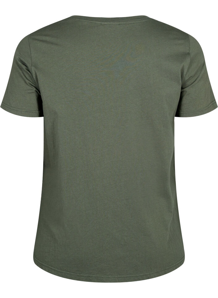 T-skjorte i bomull med rhinestone-motiv, Thyme w. Rhinestones, Packshot image number 1