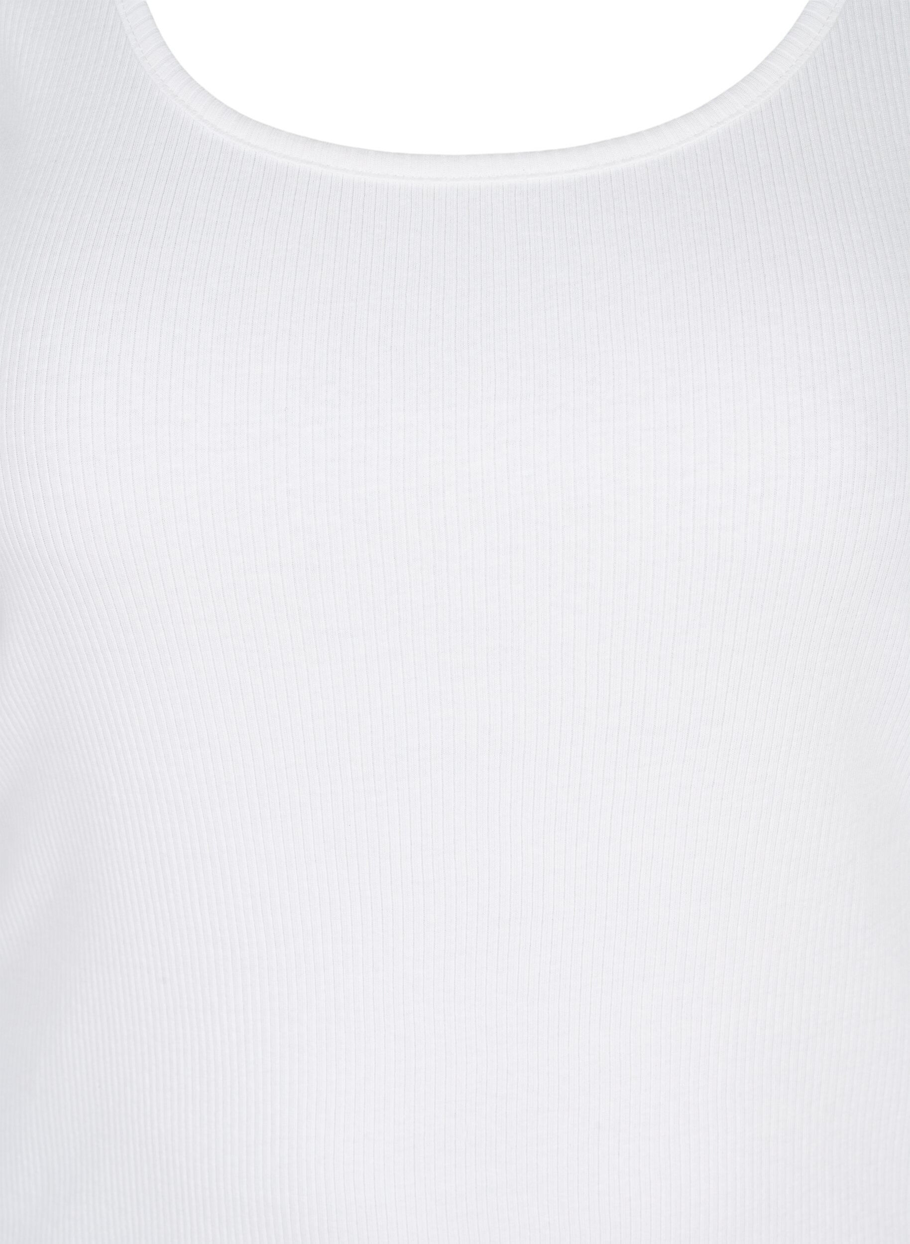 Zizzi Basis tanktopp i en ribbet struktur, 2 stk., Black/Bright White, Packshot image number 3