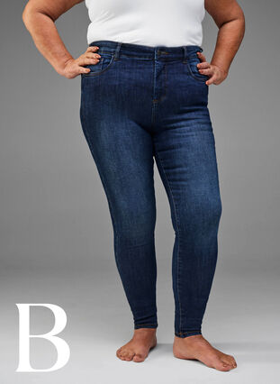 Supersmale jeans med høy midje, Dark Blue, Model image number 4