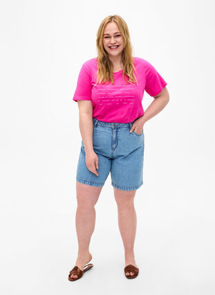 T-skjorte med tekstmotiv, Shocking Pink W.Pink, Model image number 2