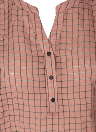 Rutete bluse med knapper og puffermer, Rosa Check, Packshot image number 2