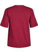Ribbestrikket jerseybluse med korte ermer, M&oslash;rk Bordeaux, Packshot image number 1