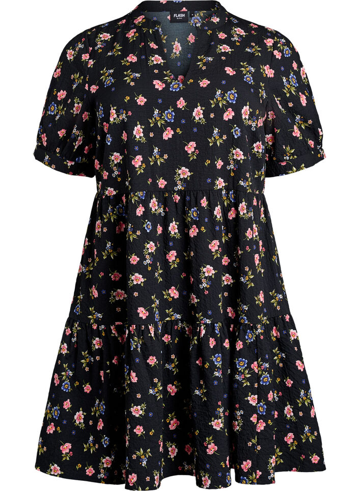 Kort A-linje kjole, Svart, Packshot image number 0