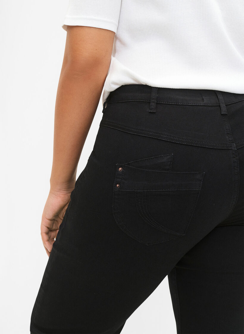 Regular fit Gemma jeans med høyt liv, Svart, Model image number 4