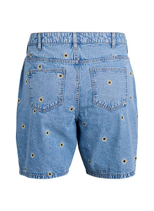 Zizzi Dongerishorts med broderte jordbær, Blå, Packshot image number 1
