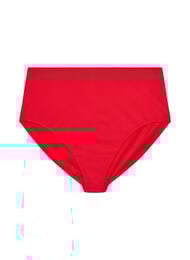 Ensfarvet bikinitruse med h&oslash;y midje, R&oslash;d