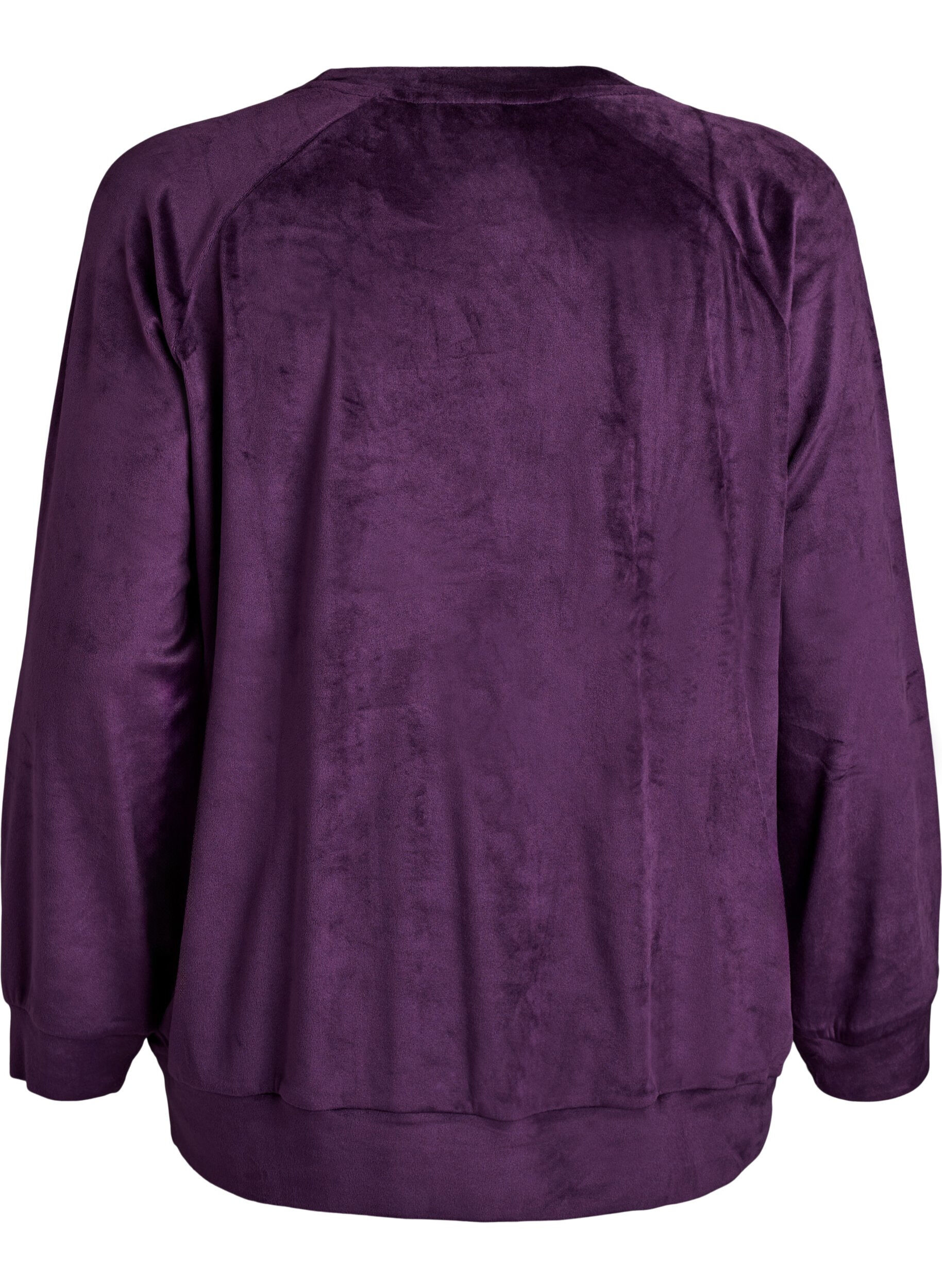 Zizzi Velourbluse med raglanermer, Lilla, Packshot image number 1