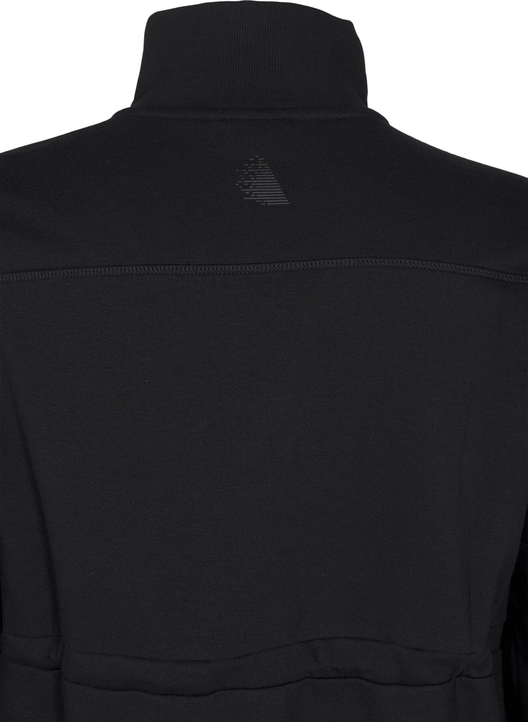 Zizzi Kort sweatshirtkjole med h&oslash;y hals og justerbar midje, Black, Packshot image number 3