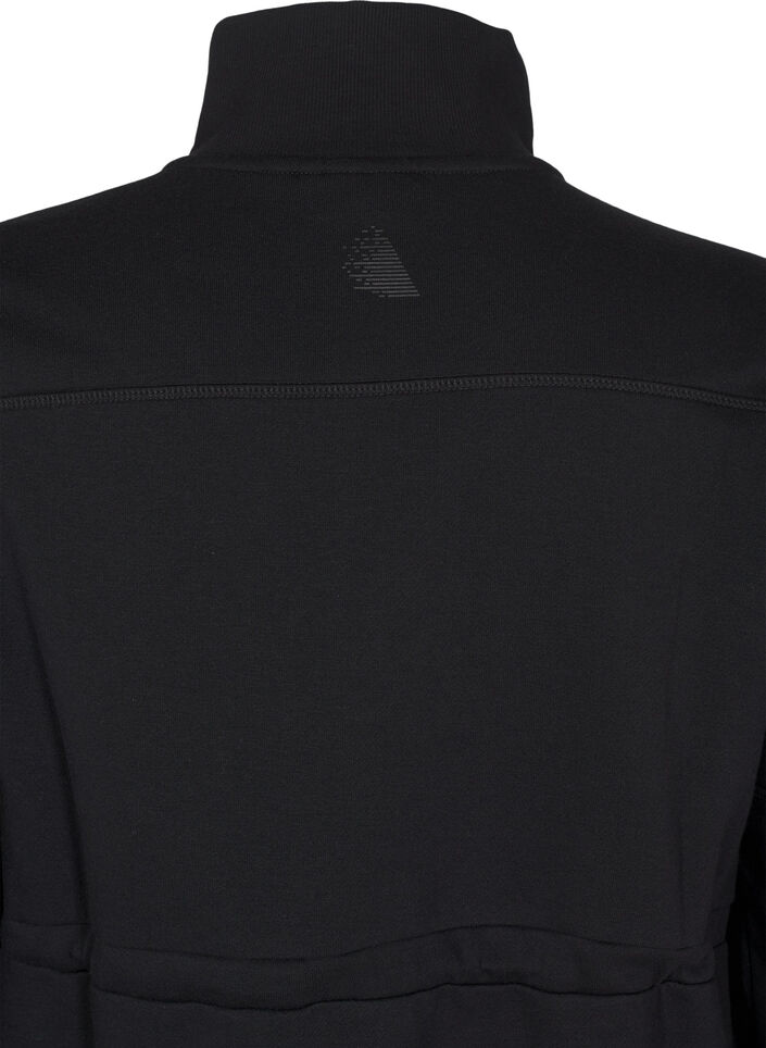 Kort sweatshirtkjole med høy hals og justerbar midje, Black, Packshot image number 3