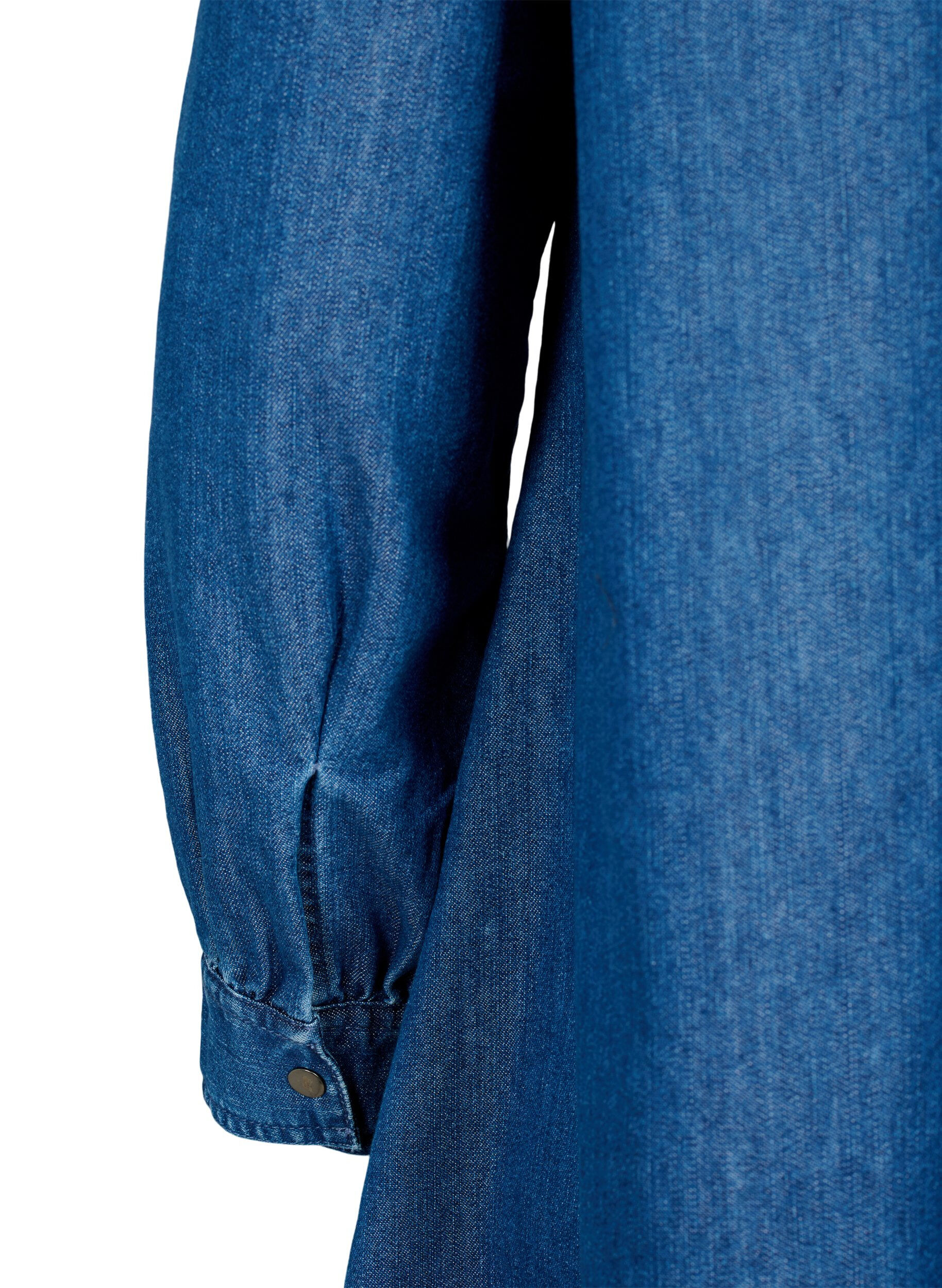 Zizzi Denimkjole med lange ermer, Blue denim, Packshot image number 3