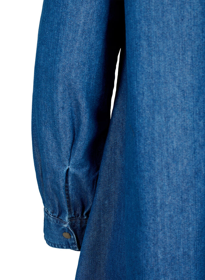 Denimkjole med lange ermer, Blue denim, Packshot image number 3