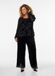 Meshbluse med blomstertrykk og &aring;pen front, Svart, Model image number 1