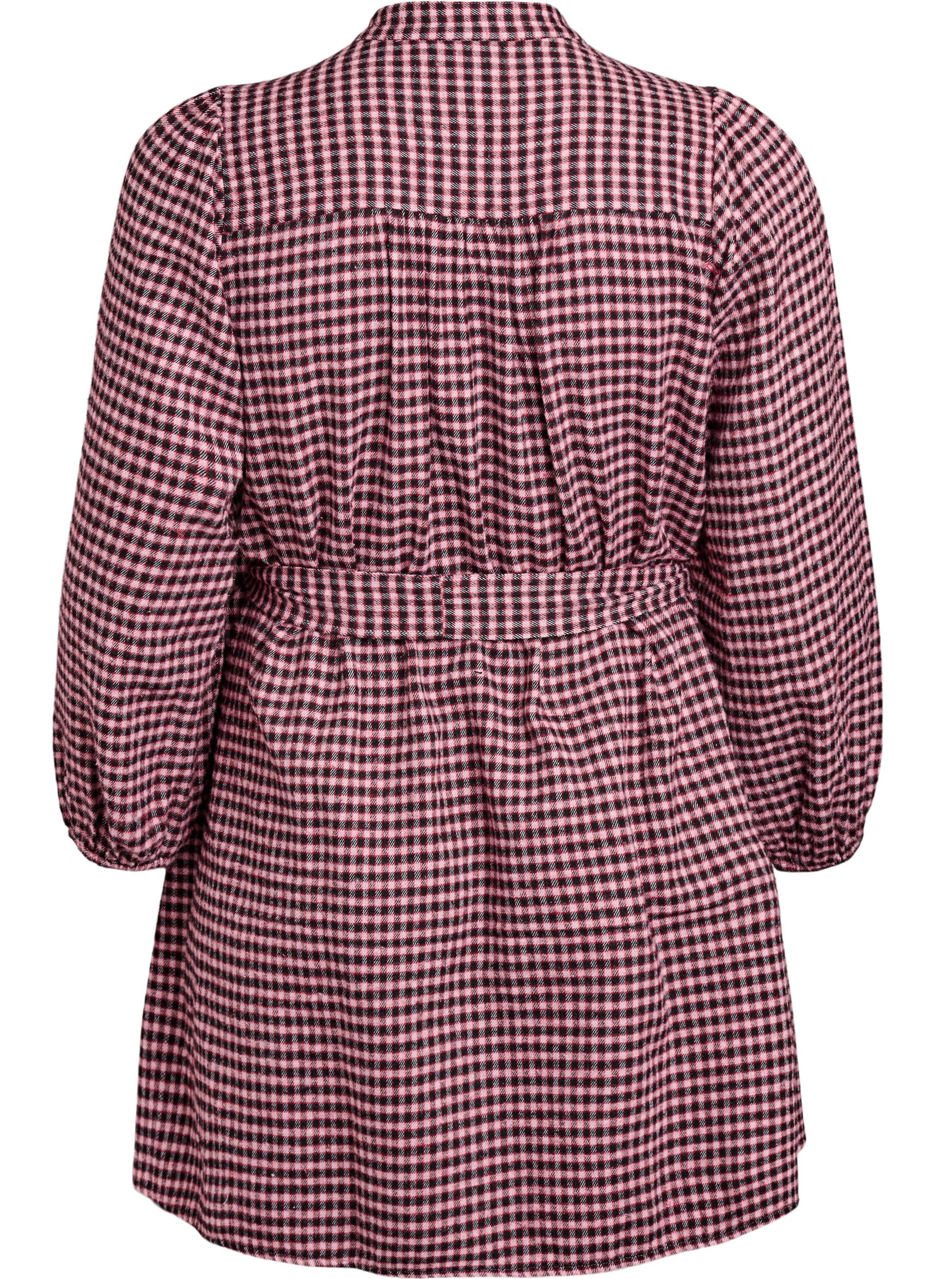 Zizzi Kort rutete kjole med knytebelte, R&oslash;d, Packshot image number 1