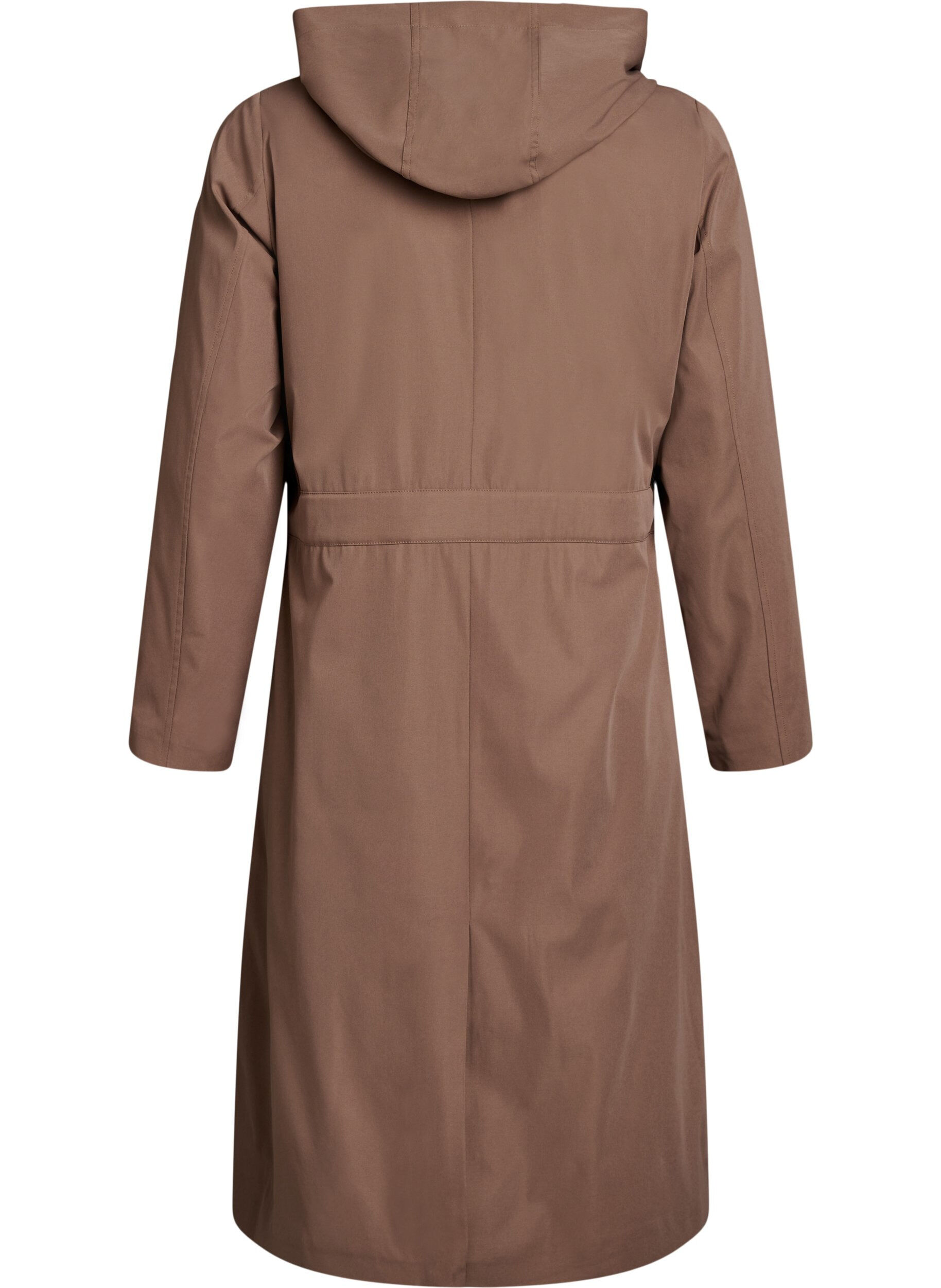 Zizzi Trenchcoat med hette og knytebelte, Brun, Packshot image number 1