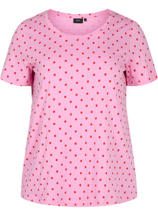 Prikkete T-skjorte i bomull, Prism Pink W. Dot, Packshot image number 0