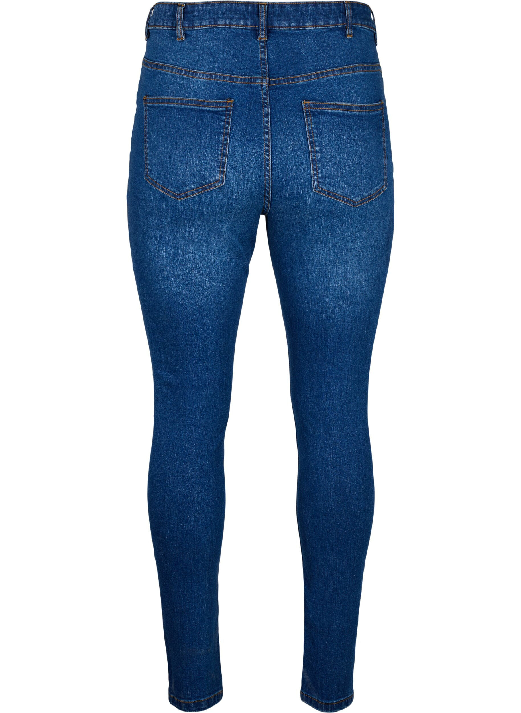 Zizzi Slim-fit jeans med slitte detaljer, Blue Denim, Packshot image number 1