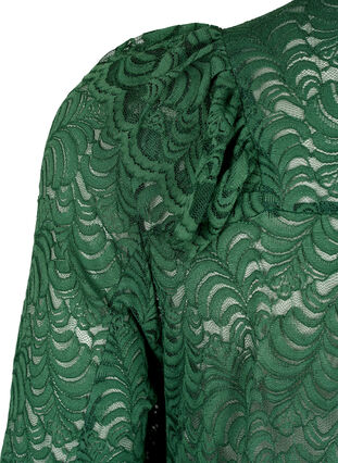 Skjortekjole med blonder og volanger, Hunter Green, Packshot image number 3